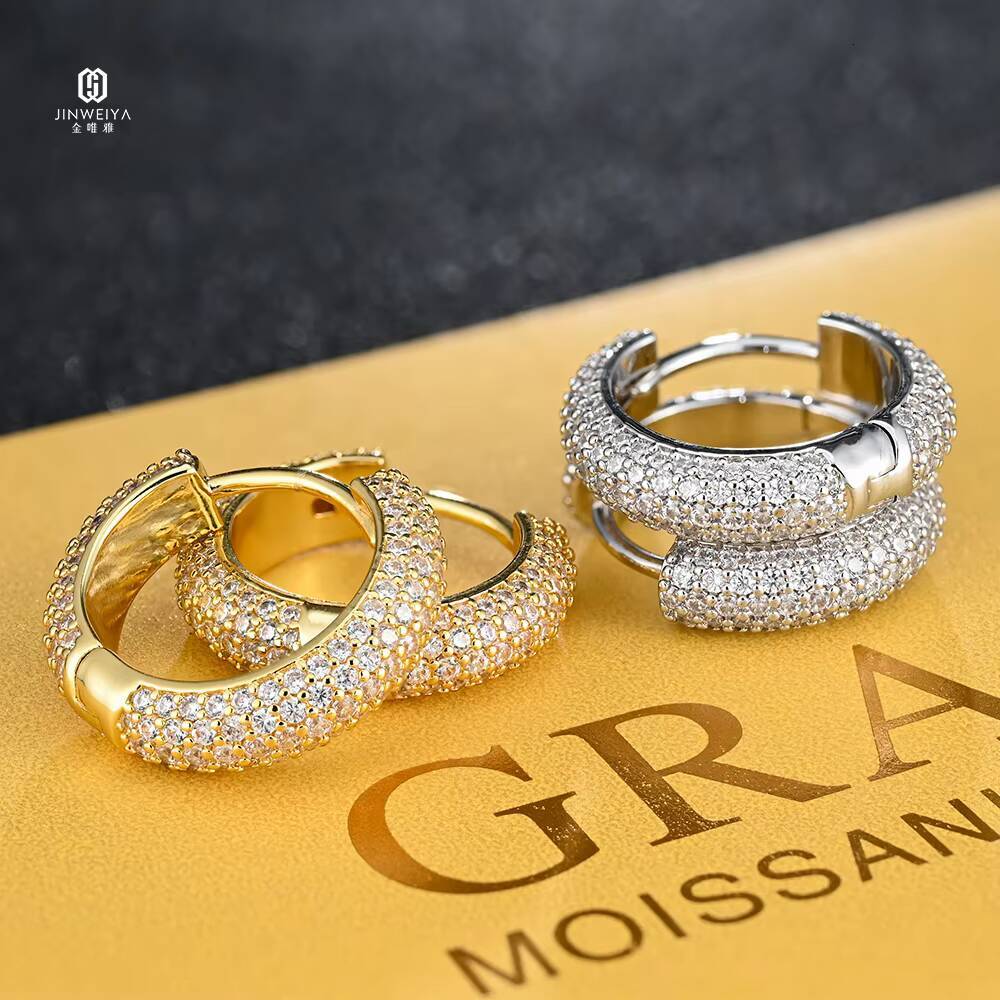 Hip Hop 925 Sterling Silver Moissanite Diamond Earring High-grade Iced Out VVS Moissanite Earrings for Men Women