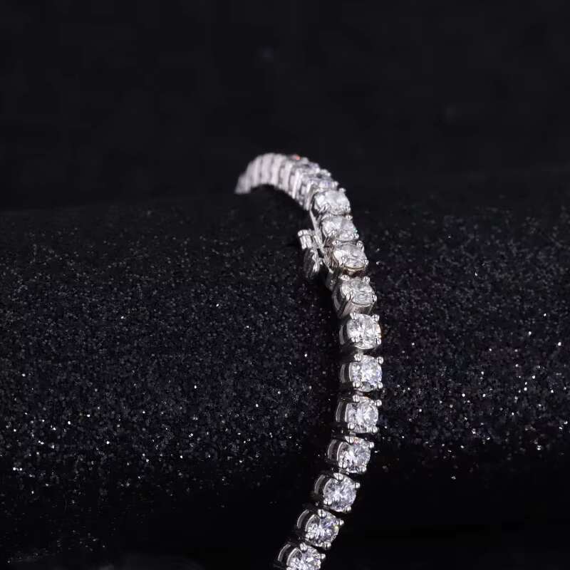 Starsgem Gold Silver 4mm Round Moissanite Tennis Bracelet Mossinate Diamond Chain Charm Bracelet Silver Moissanite Tennis Chain