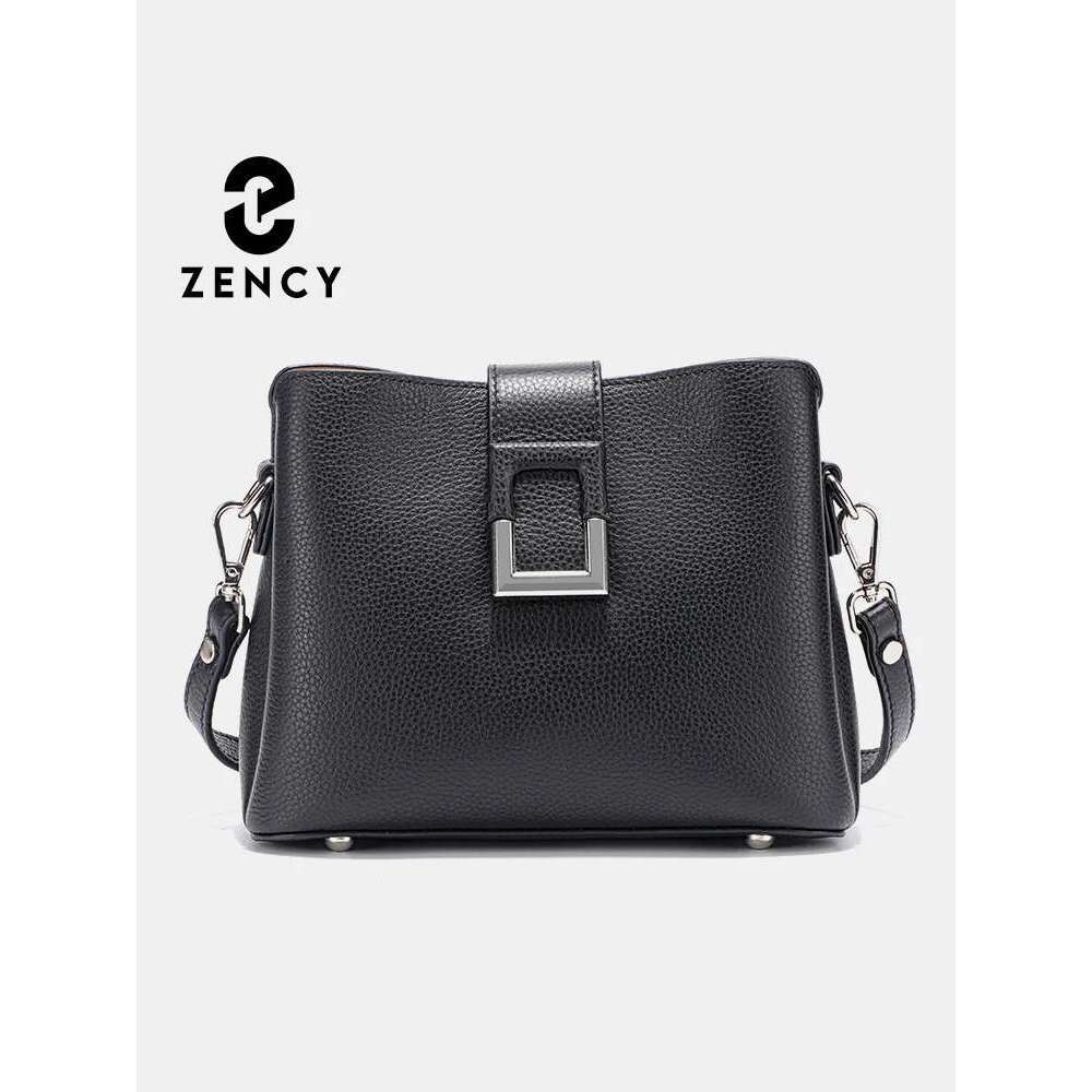 Zency Genuine Leather Designer Noble Shopper Shoulder Commuter Large Bucket Handbag Women Tote Underarm Bags Cross Body Bag