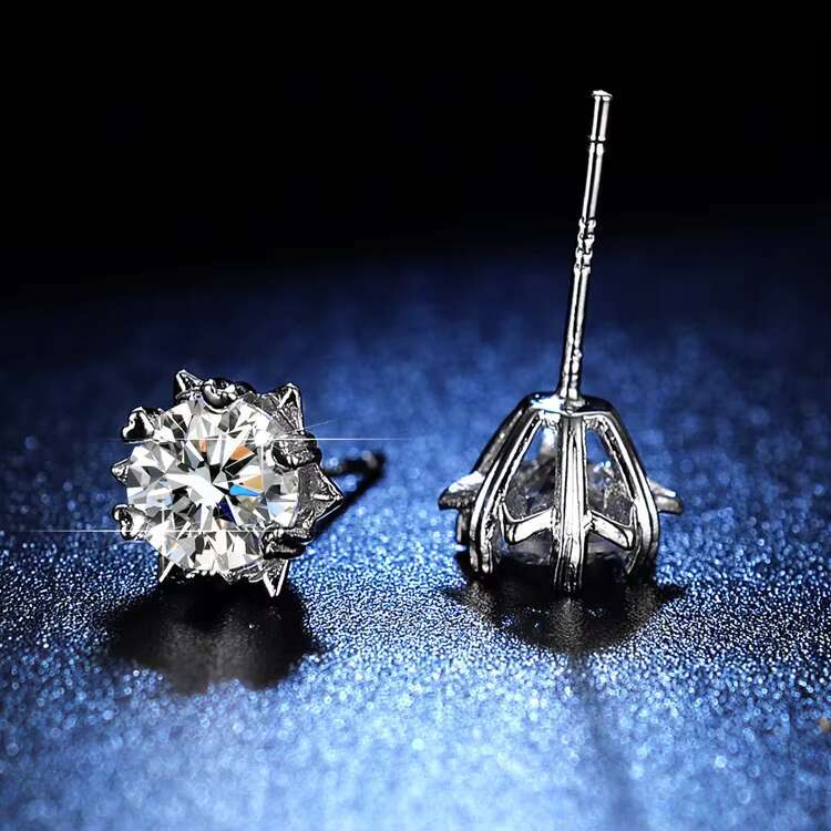 High Quality Moissanite Earrings 925 Sterling Silver Snowflake Earrings Diamond Stud Wholesale