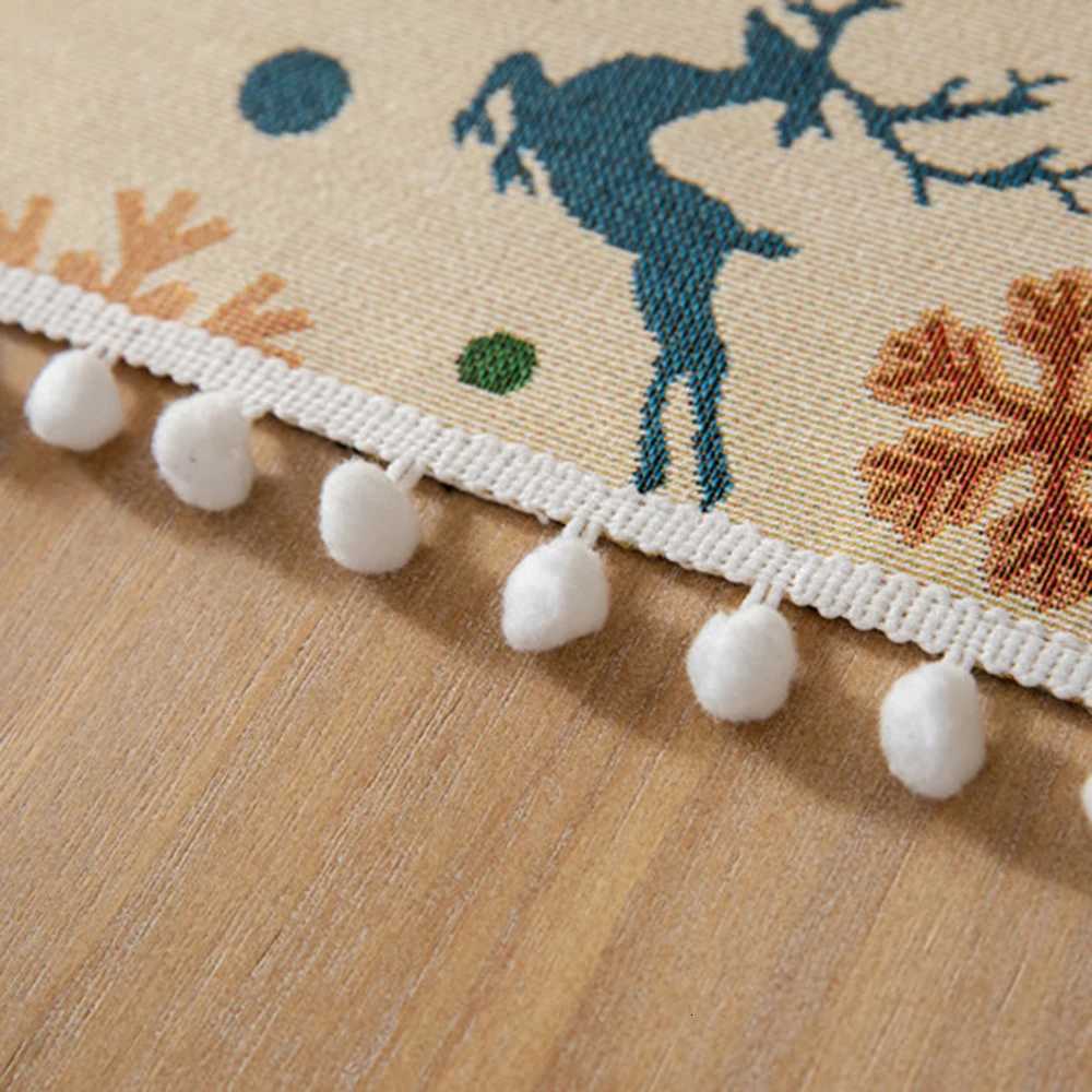 Christmas Christmas Decoration Table Clothyarn-Dyed Jacquard White Ball Decorative Tablecloth Rectangular Coffee Table Cloth Table Cloths Y251113