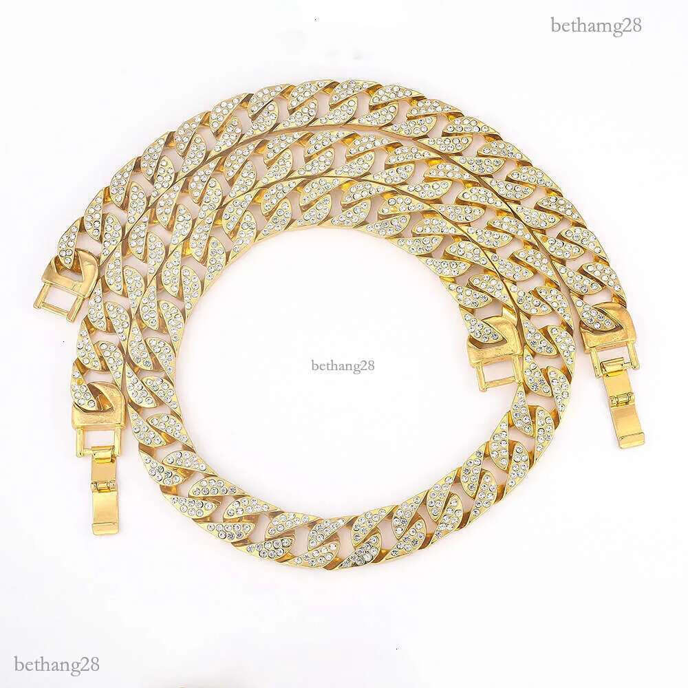 Fashionable Full Dia Cuban Chain Necklace Exaggerated Hiphop Bracelet Jewelry