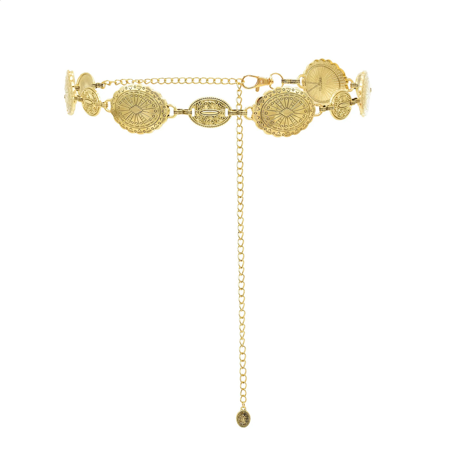 European and American high-end fashion metal waist chain womens retro fashion bohemian ethnic style 250408