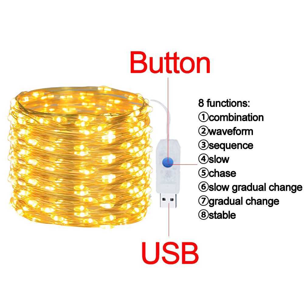 Led Fairy Lights USB Operated 8 modes LED Copper Wire String Lights IP65 Waterproof Garland DIY Christmas Wedding Party Decor M251113