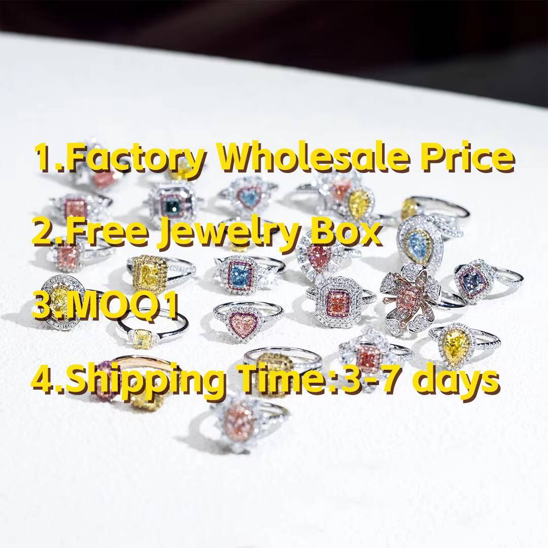 MiShang Fine Jewelry Rings 18K White Gold Oval Shape Cut Lab Diamond Engagement Ring for Women