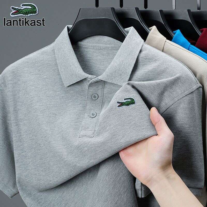 Noble Crocodile Summer New Men's Polo Shirt Short Sleeve Pure Cotton Turn-Down Collar T-Shirt Solid designer hoodie Color Business Casual Tee Tre