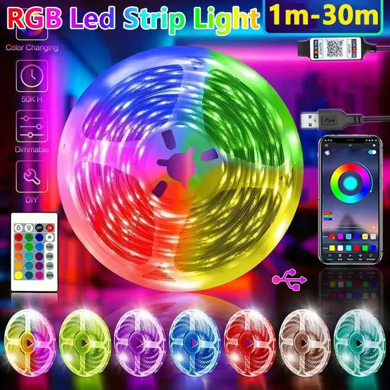 1-30M RGB Led Strip Lights USB TV Backlight Music Sync Color Changing LED Lights App Remote Control Game Room Party Decoration W251112