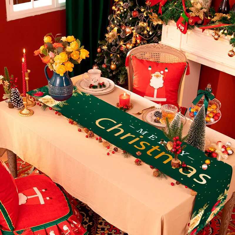 Christmas New Christmas tablecloth supplies linen table flags creative Christmas table flags dining table decorations printed flags Y251113