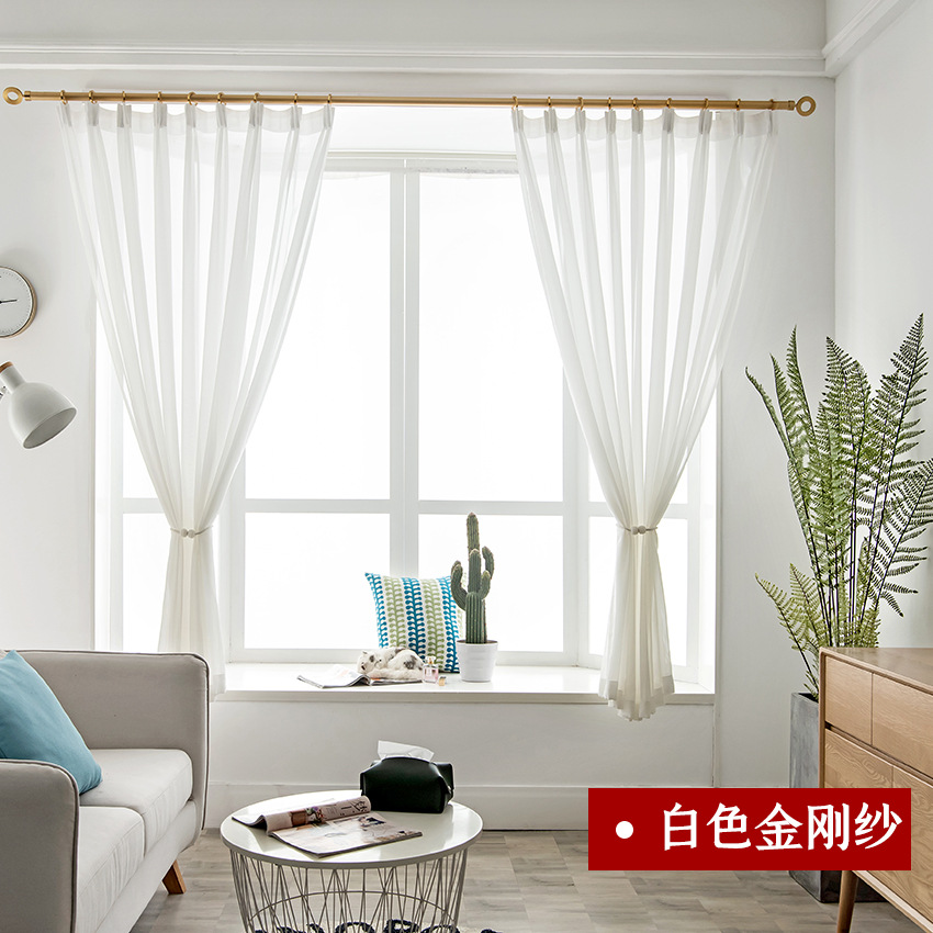 T0384 Anti-snagging diamond yarn curtain light-transmitting semi-transparent flowing white yarn curtains wholesale bay window balcony window screen