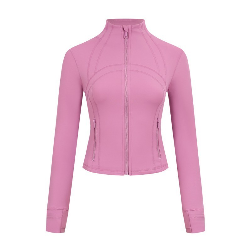 New Yoga Cropped Jacket With Gold Zipper Women Long Sleeve Sport Coat Fitness Gym Breathable Sweat-wicking Sweatshirt Jogging SportwearJackets 8e8
