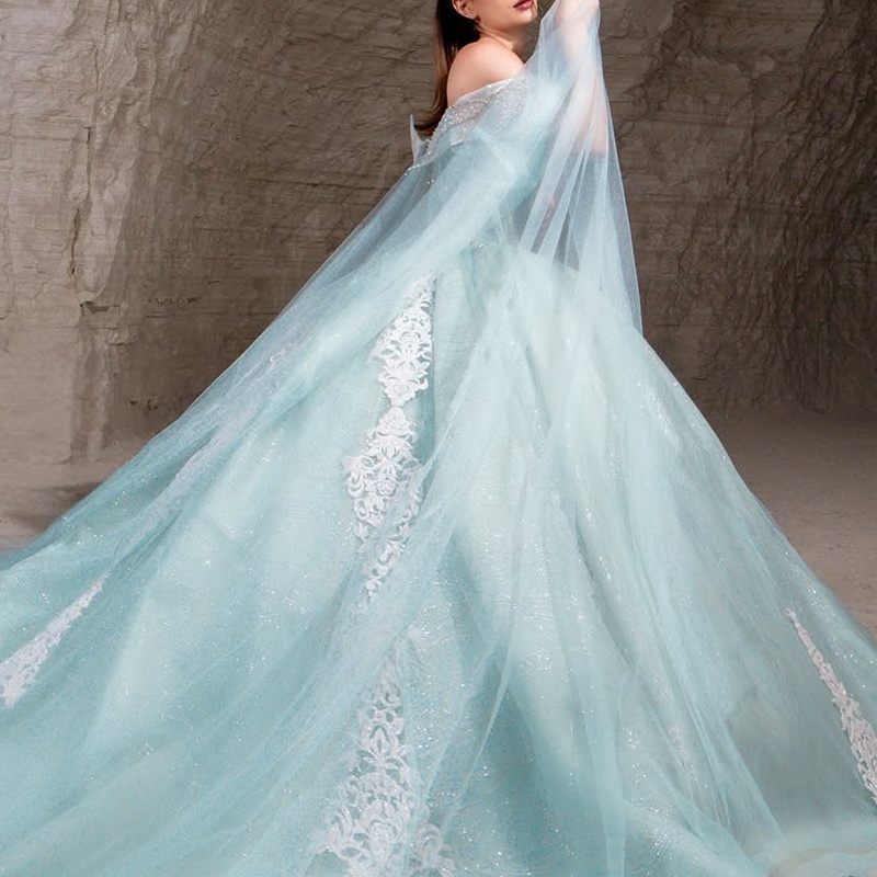 Mint Green Shiny Princess Quinceanera Dresses Off Shoulder Applique Lace Beading Tull Corset Sweet 16 Dress Ball Gown Vestidos 15 Anos