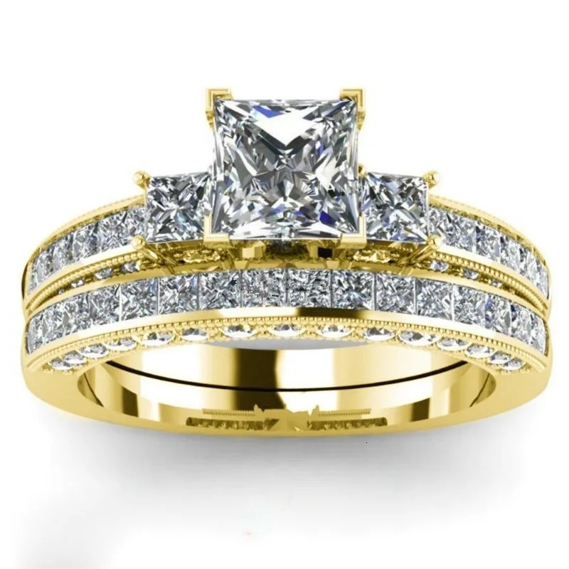 Fashion Couple Rings Vintage Stainless Steel Men Wedding Ring Elegant Women Square Cut Zircon Rings Set Engagement Jewelry Gifts 251113