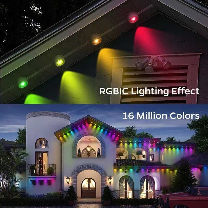100FT 60 LED Permanent Outdoor Eaves LED Lights Waterproof RGB String Lights DIY Scene Christmas Birthday Holiday Party Lighting M251113
