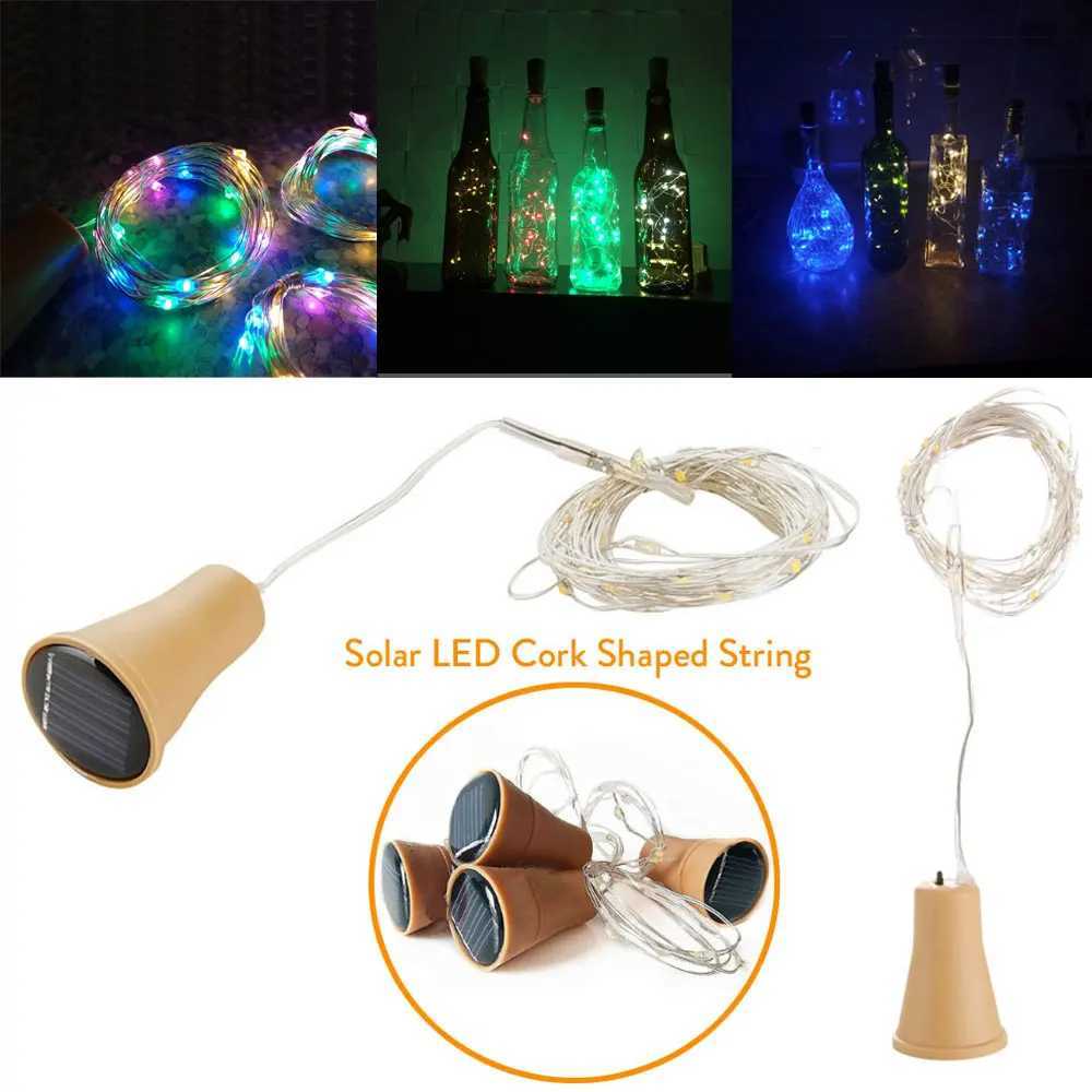 Solar Powered 10LED 20LED Wine Bottle Lights Cork Shape Fairy Lights Garland Christmas Light Copper Wire Home Room Decor Lamp M251113