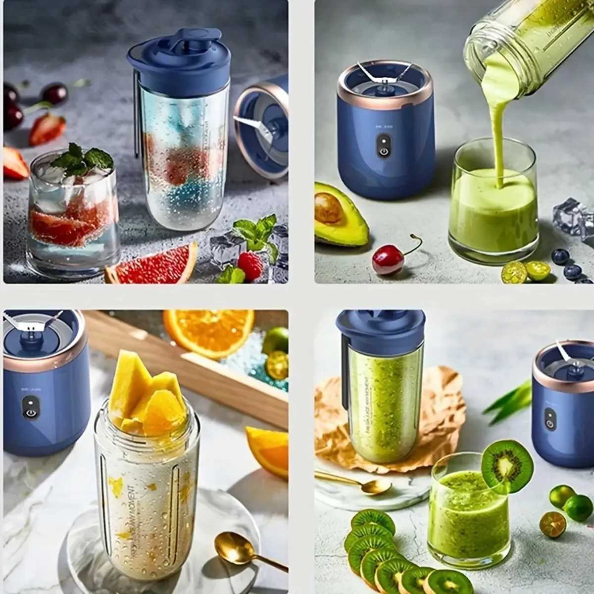 Mini Juicer Home Electric 6 Blades Portable Rechargeable Juice Cup Fruit Blender Kitchen Small Handheld Juicing Cup C251113
