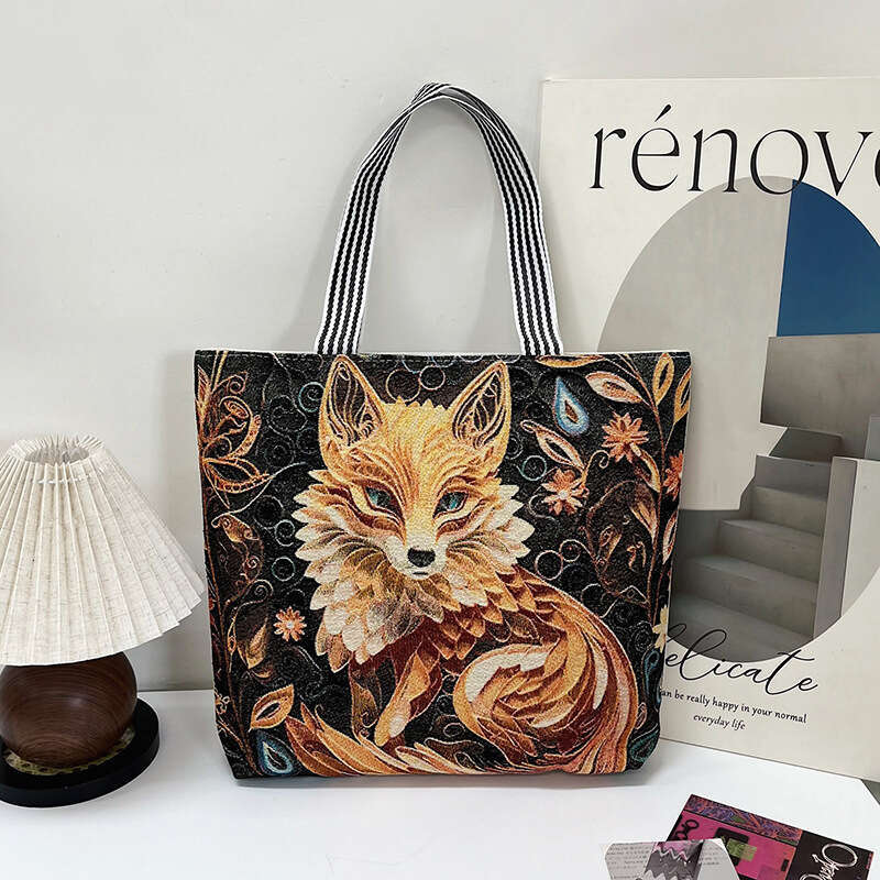 Autumn New Ethnic Style 3D Stereoscopic Butterfly Canvas Women's Embroidery Craftsmanship Large Tote Bag