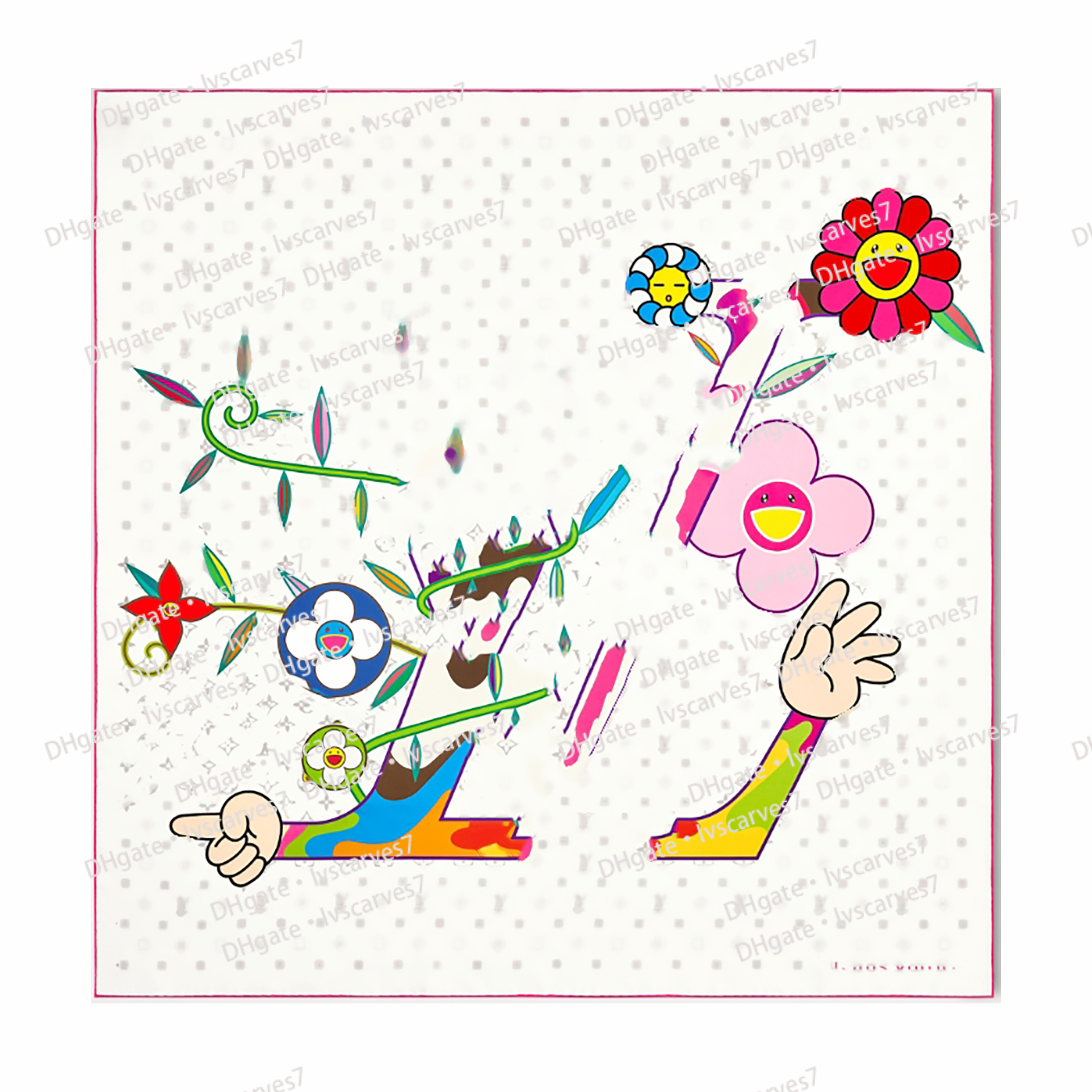 M96097 multicolor square bandeau silk new square scarf Murakami designer women brand neck tie designer scarf for women hair thin scarves neck fashion classic 2025