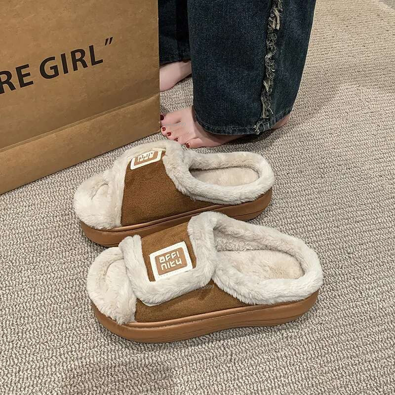 New Free Shipping Designer Shoes Hairy For Women's Outdoor Wear Autumn And Winter Indoor Home Internet Celebrity Instagram Style Thick Bottom Plu