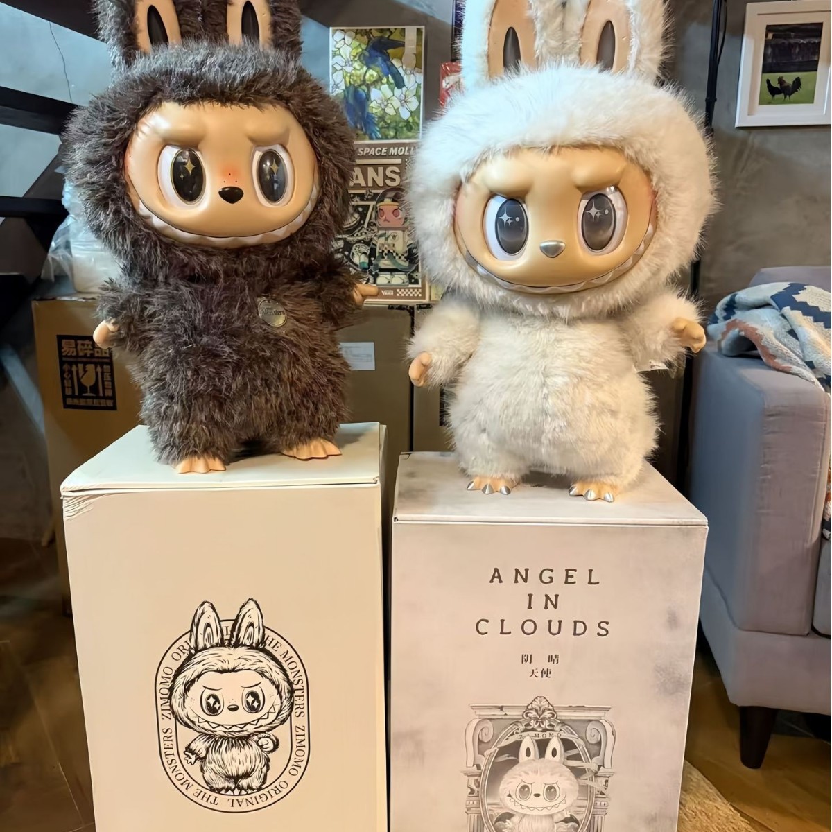 high quality zimomo big leader 38cm 58cm cloudy and sunny archangel labubu plush vinyl doll blind box doll trendy play doll Holiday gifts