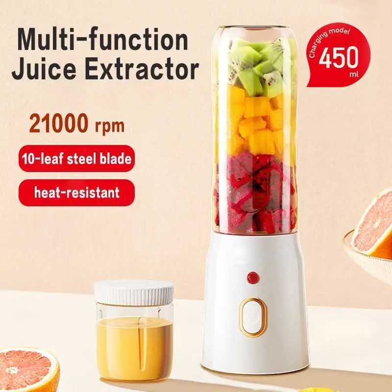 Portable Cordless Blender Juicer 450ml Electric Fruit Juicer USB Rechargeable Lemon Orange Juice Cup Smoothie Blender C251113