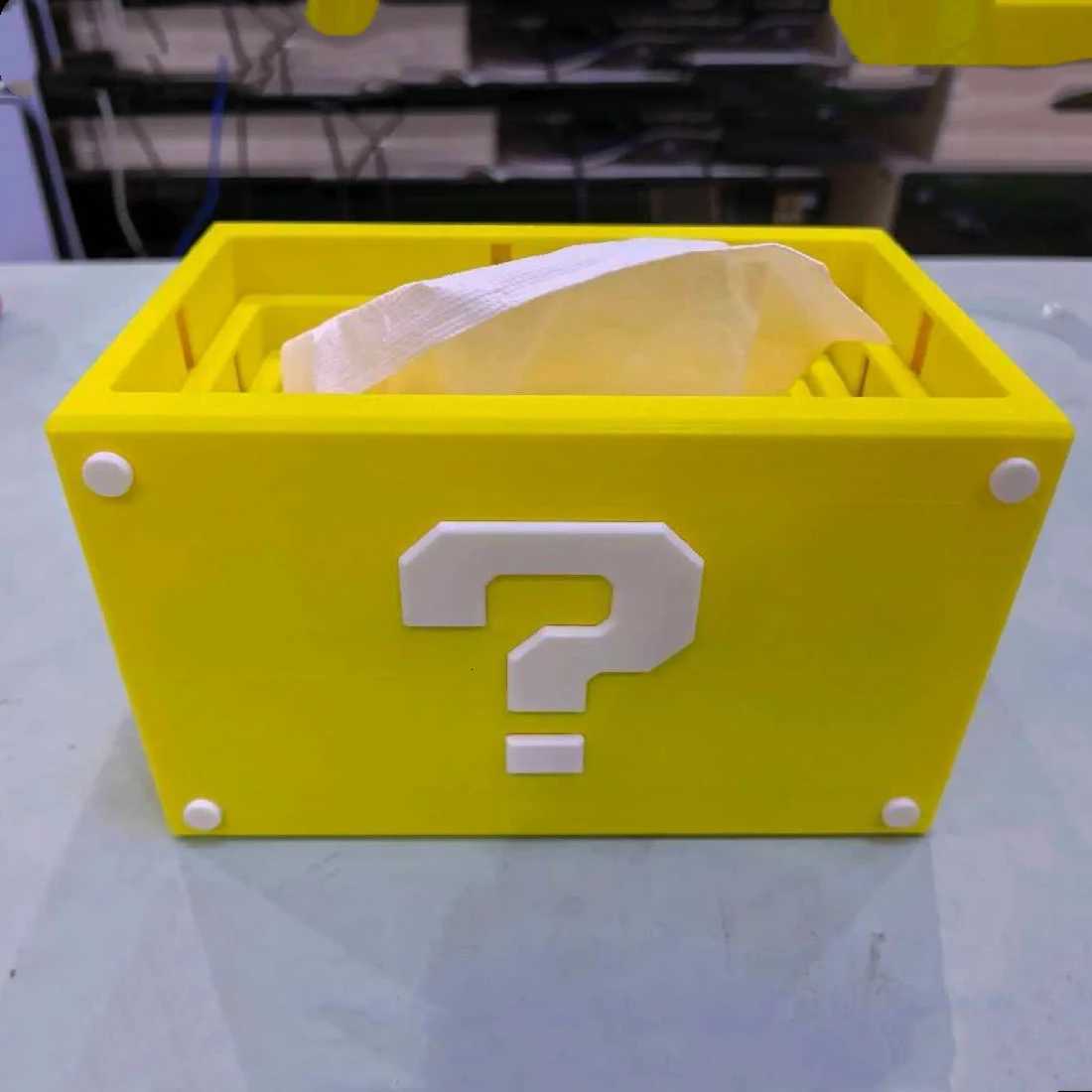 3D Printed Question Block Tissue Box with Auto Lowering Design for Decor Self Lowering Top for Easy Last Tissue Access Y251112