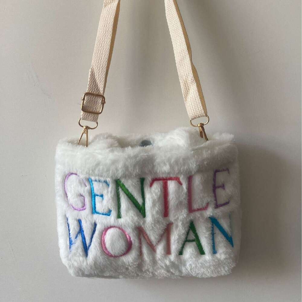 Thai niche design new letter fashion GW embroidered women's crossbody tote bag cute one shoulder plush