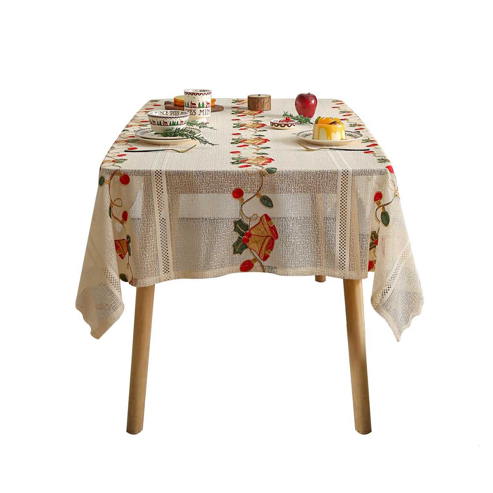 Christmas 55 X 78ChristmasTablecloths for Rectangle Tables Lace Dining Table Mat Soft Fabric Table Cloths with Tassels Y251113