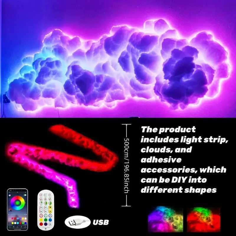 3D Cloud Lighting Light Led Lamp Multicolor Bedroom Clouds Lights Thunder Clouds Colorful Atmosphere DIY Creative Catton Cloud W251112