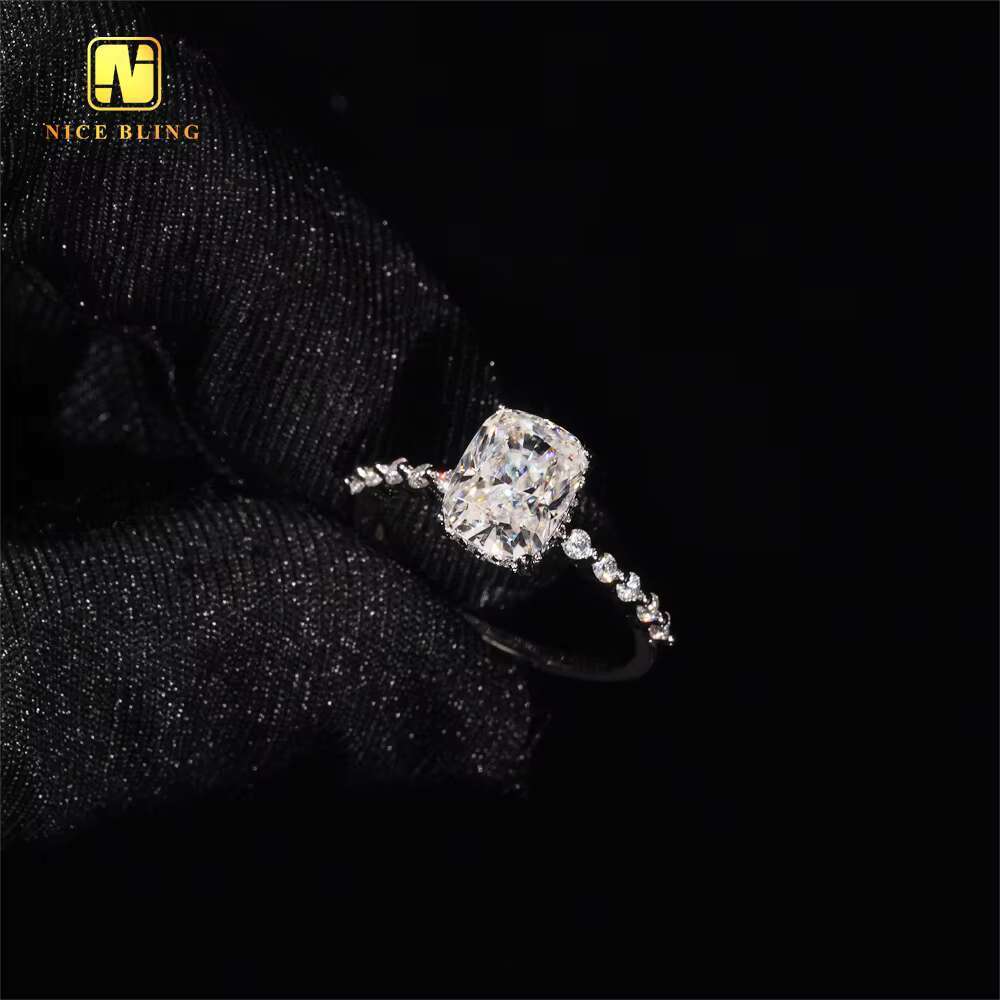Manufacturer Direct Selling Wedding Ring VVS Moissanite 925 Silver Rings Diamond Jewelry Radiant Cut Engagement Ring for Women