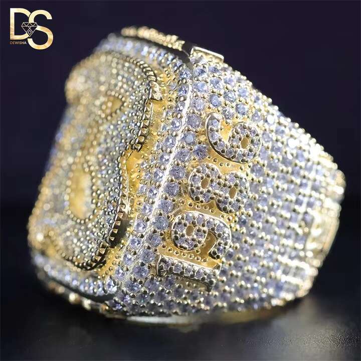 Wholesale VVS Moissanite Hip Hop Ring Letter Baguette Cut 925 Silver Custom Initial Letter Rings