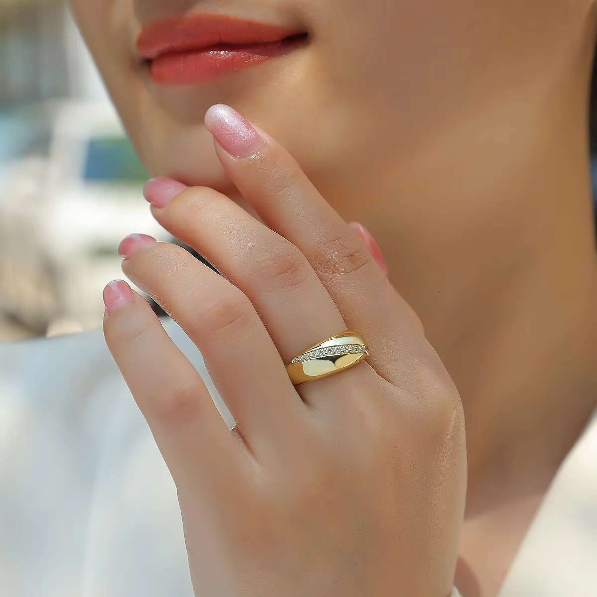 De Gold Plated Single Row Moissanite Ring Gold Plating Moissanite 925 Silver Women Rings 925 Silver Women Rings Gold Plated