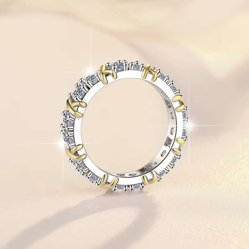 Fine Jewelry Full Diamond Couple Rings S925 Sterling Silver Black White VVs1 Moissanite Ring Band of Wedding Engagement