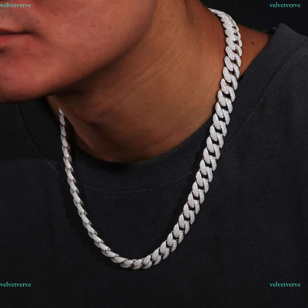 10mm 12mm 3 Rows Moissanite Bubble Cuban k Chain Pass Dia Tester S Mossanite Iced Out Hip Hop Jewelry Mens Fashion