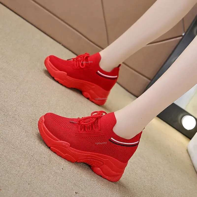 New Free Shipping Designer Shoes Inner Heightened Little White For Women 2025 Spring Flyknit Mesh Casual Sports Breathable Thick Sole Dad Shoes Summer