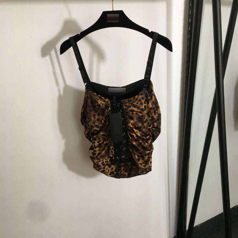 2025 women's new popular letter wrapped leopard print slim fit pure cotton camisole vest