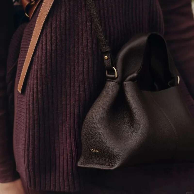 Exquisite Lychee Patterned Cowhide Dumpgs, Handheld Crossbody Bag, Handbag, Women's Minimalist Cloud Pack