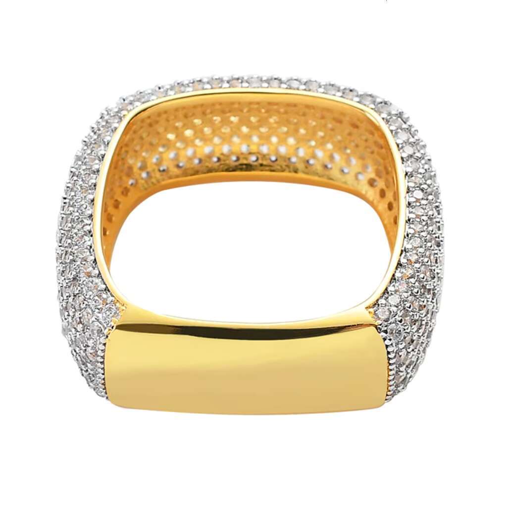 European and American Hip Hop Mens Ring with Zircon Square Trendy Brand Hiphop Ring Made of Brass Cross-Border from for