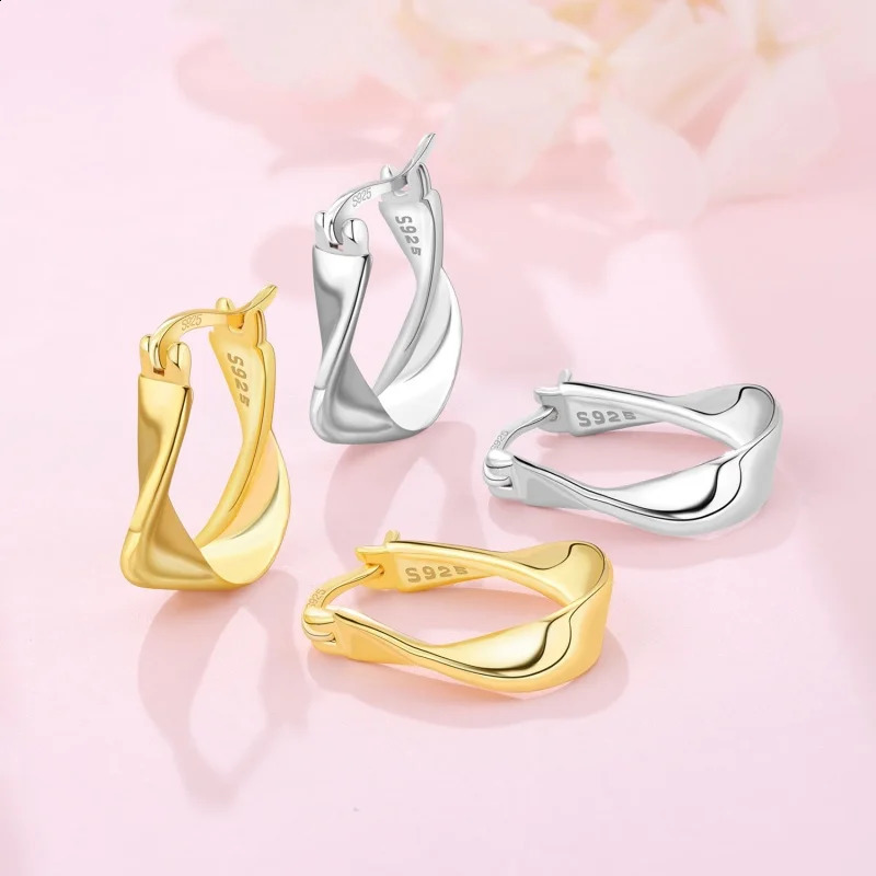 MISEFF Latest 925 Pure Silver Shining Two tone Earrings Womens Birthday Parties Weddings Engagement Gifts Jewelry 250409