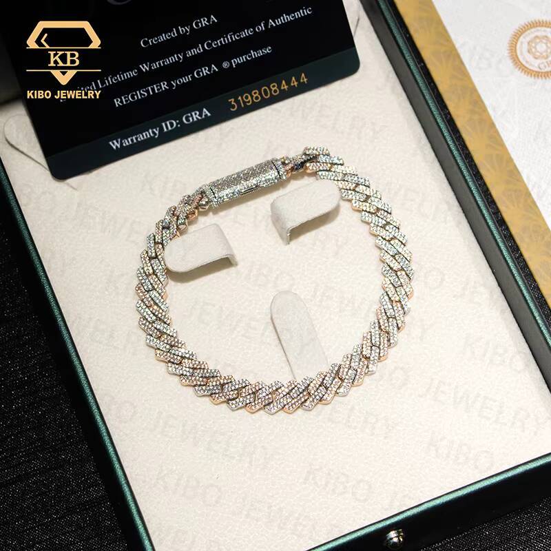 Fashion Chains Necklaces 10mm 2 Rows Men Bracelet Classic 925 Silver Two-Color Hip Hop Iced Out Cuban Moissanite Chain for Women