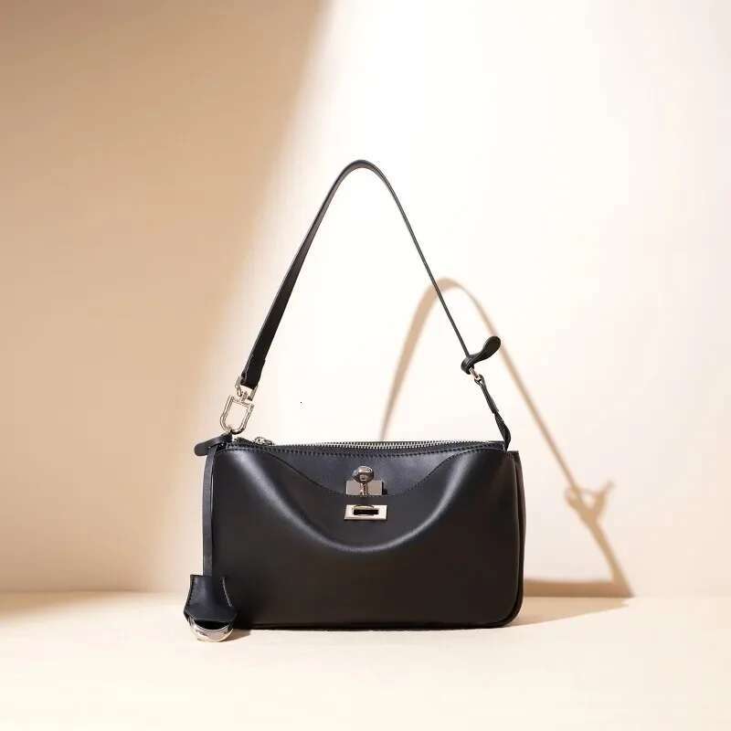 Genuine Leather Underarm High End Retro Casual Mahjong Bag Large Capacity Fashion Square Coin Purse Shoulder Wallet Ladies