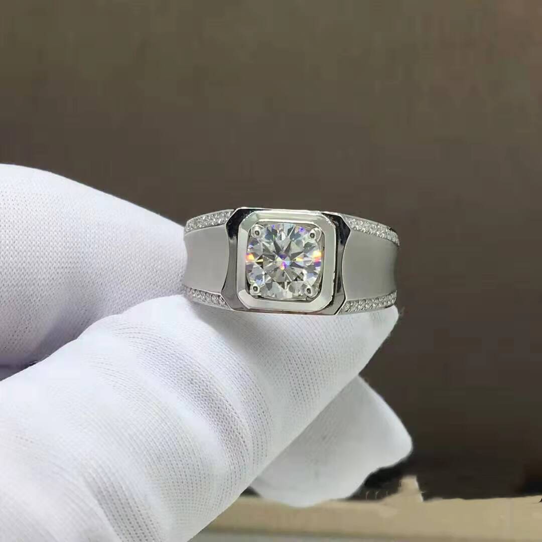 Gropshipping Elegant VVS Moissanite Round Diamond Custom 1ct Ring Sets Fashion Jewelry 925 Silver for Men