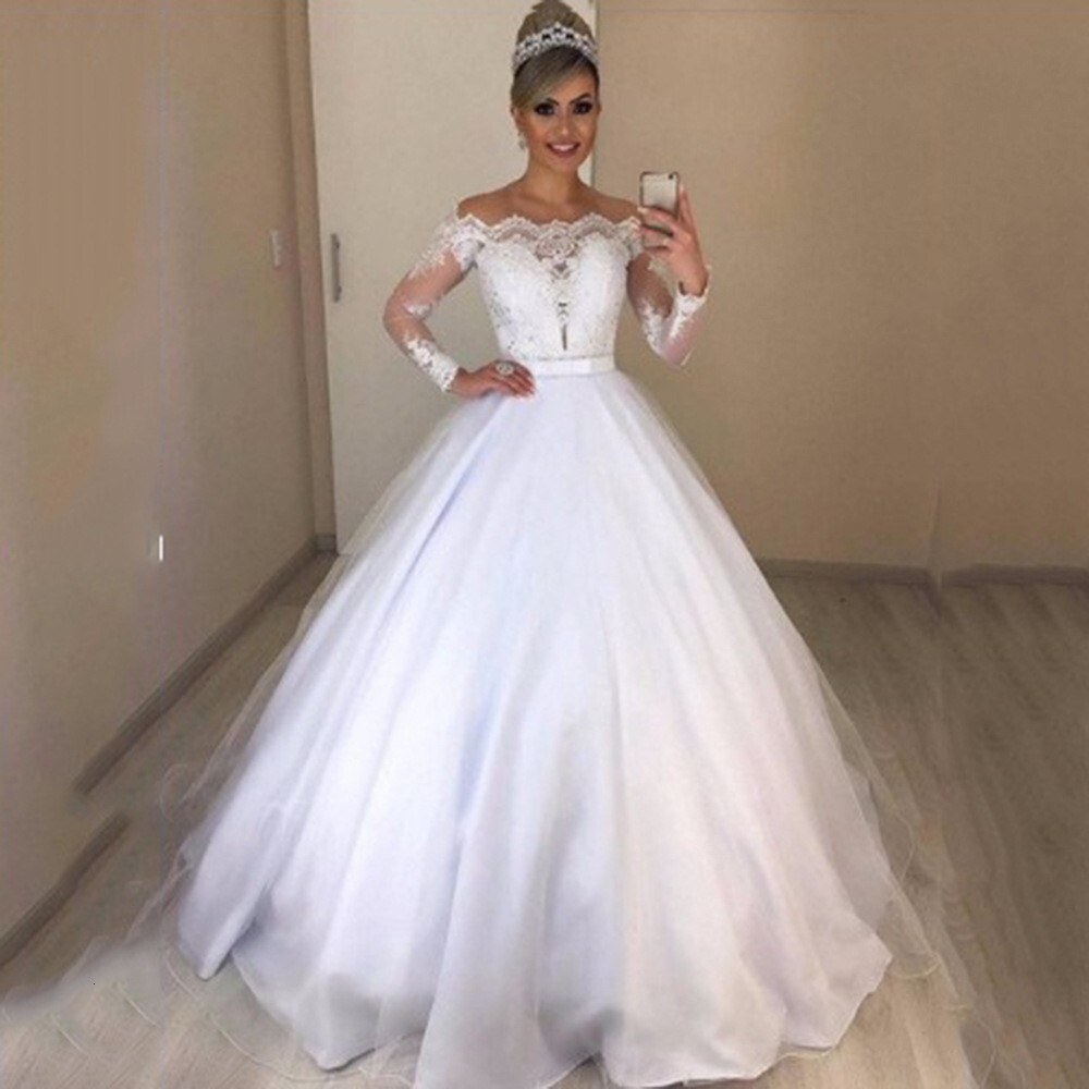 2025 One Shoulder V-neck Slimming Fashion Puff Tail Wedding Dress Lace Skirt