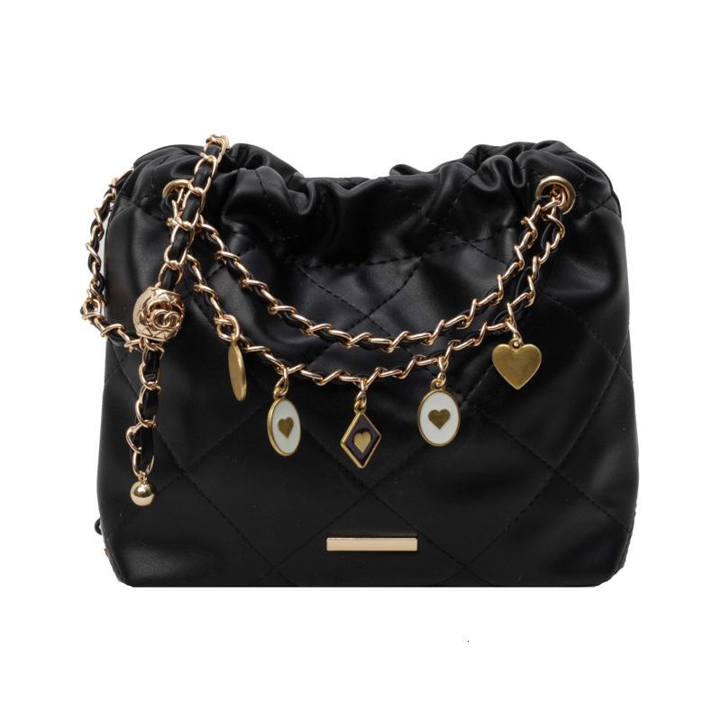 Designer Women S Texture Drawstring Crossbody Summer New Product Fashionable Dia Minimalist Handbag Chain Shiny Single Shoulder Bucket Bag Free Shippi