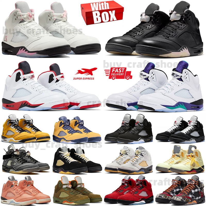 With Box Basketball shoes 5s Fire Red Black Tongue Medium Soft Pink Tokyo Black Metallic Reimagined Grape Awake NY Black Pink Mens Outdoor Sports Shoes Size Eur 40-47