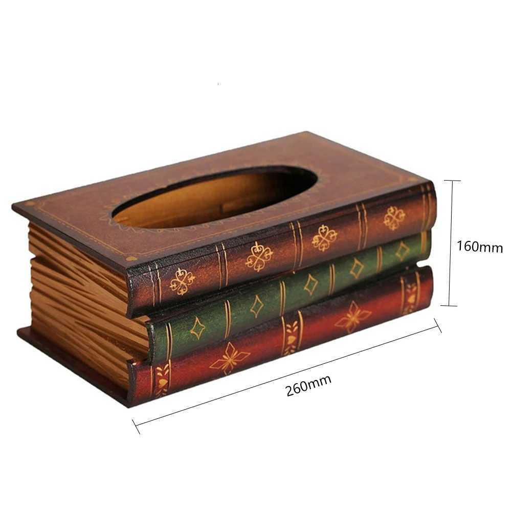 Book Shaped Wooden Paper Extraction Box Artistical Tissue Storage Case Creative Tissue Organizer Box for Bedro Bathro Y251112