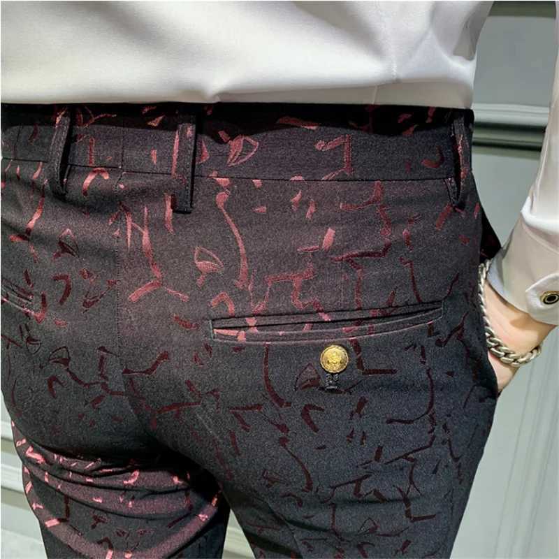 Classic Jacquard Set Pants 2022 Spring Mens Social Close up Pants Slim Business Casual Formal Pants Office Pants Set Mens Close up PantsXJ250412