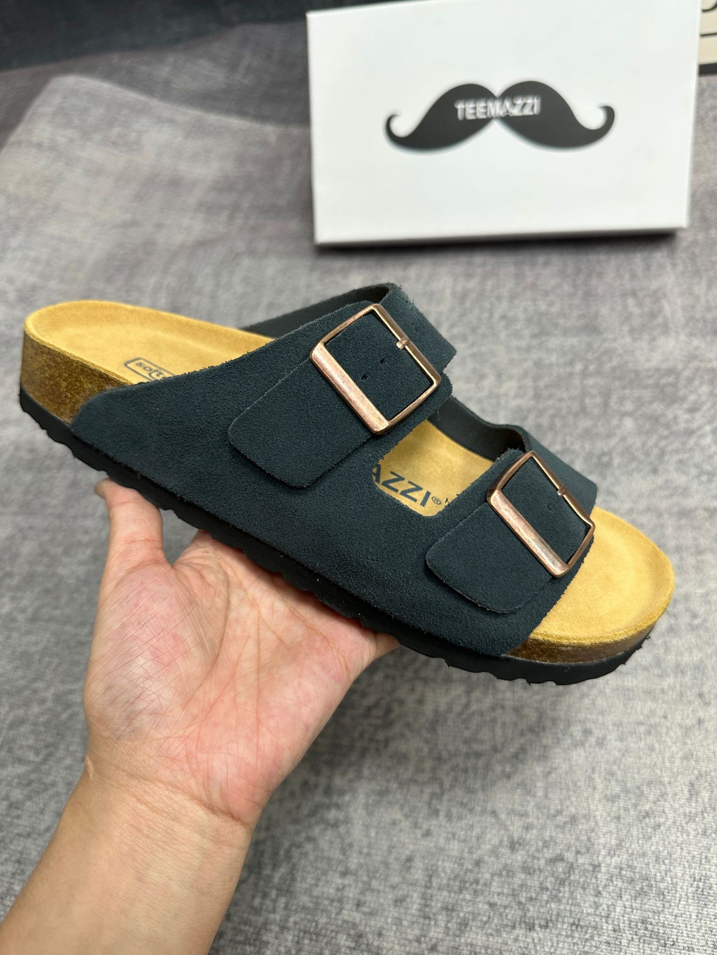 TEEMAZZI designer shoes hot genuine leather cork sole high quality casual shoes comfortable versatile fashion slippers for woman and men size 35-46 re