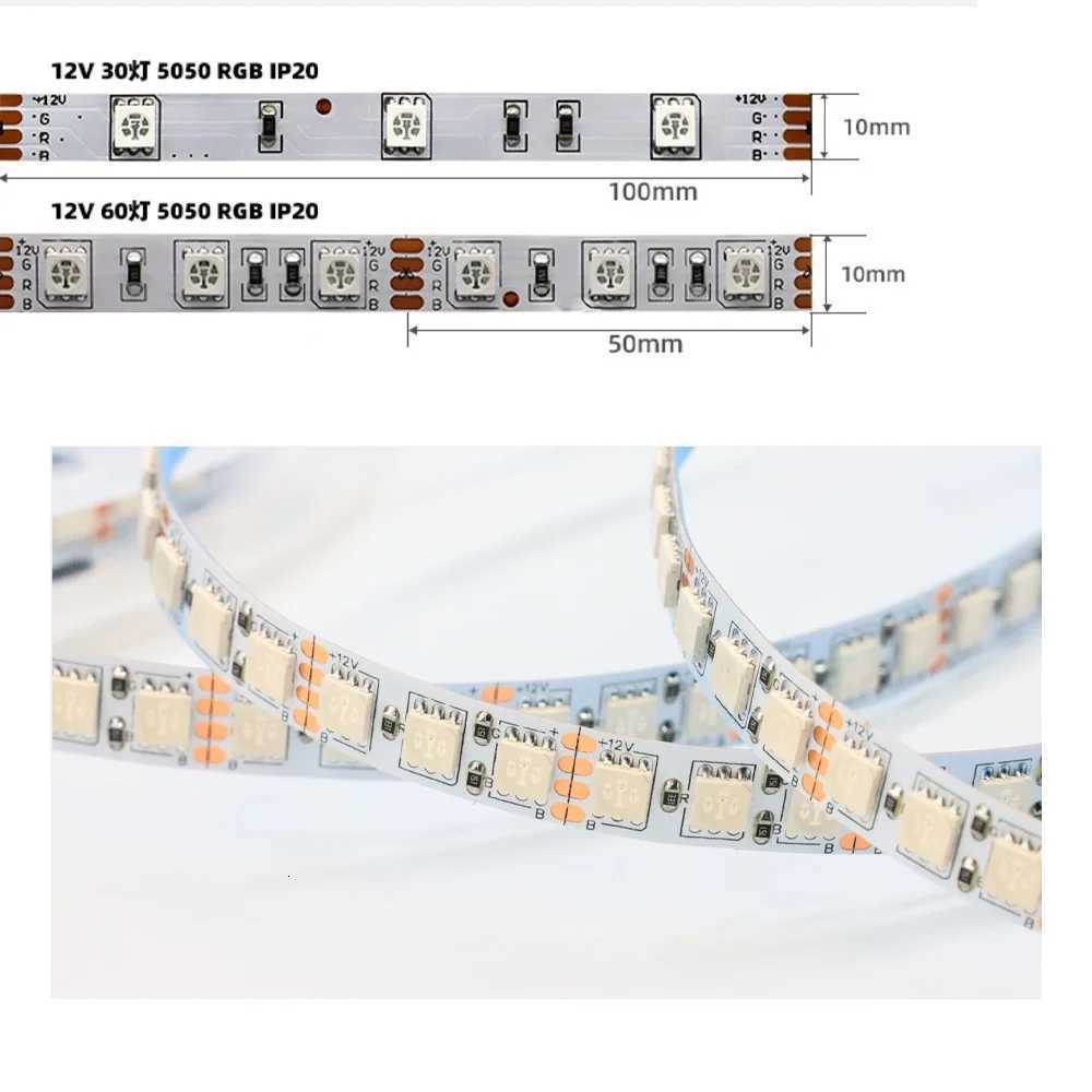 LED Strip 5050 DC 12V RGB Waterproof Flexible Neon Light Stripe 30LED/MLed 60LED/MLed PWM For Room Bedroom Decor TV Backlights W251112