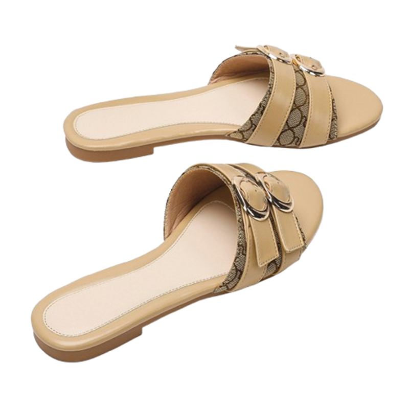 free shipping designer slippers for women 2025 Summer New Flat Bottom Large Anti slip Fashion Leisure Comfortable Beach Slippers Size 35-43