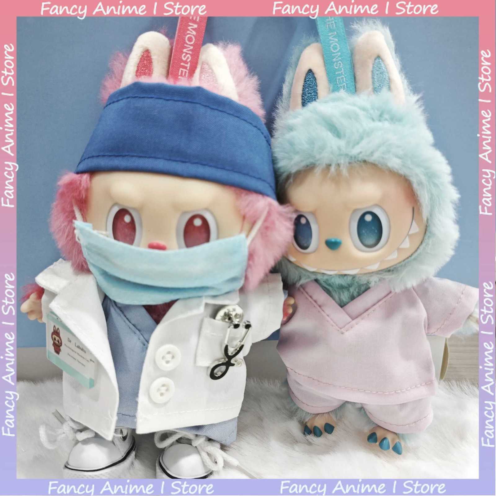 2/7/8pcs Doctor Nurse Uniform Set for V1 V2 V3 Labubu Doll Clothes Outfits with Hat Mask Stethoscope Mini Plush Doll AccessoriesT251113